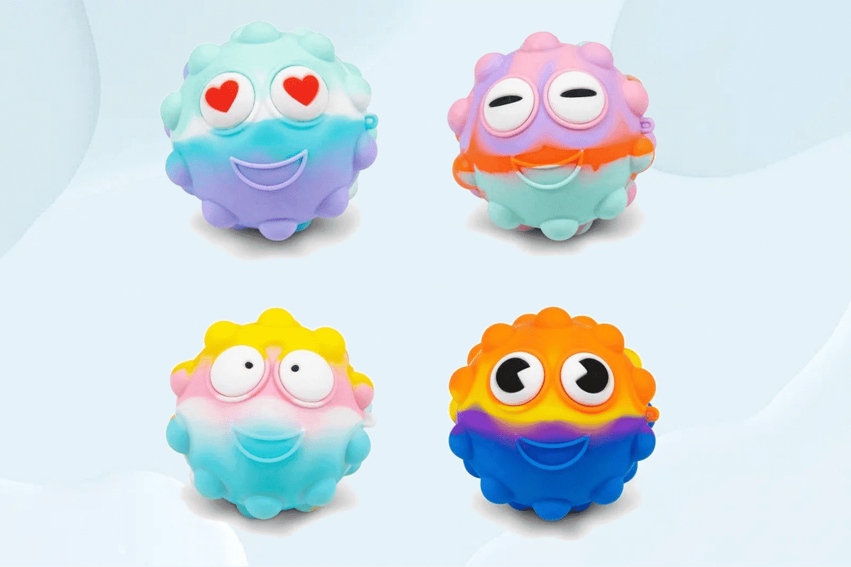 Pop it. Fire pop it bolde på en blue baggrund.