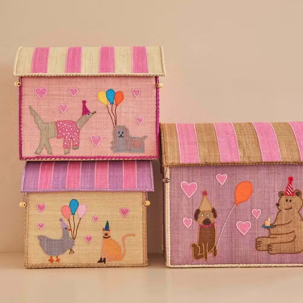 Rice Opbevaringskurv Party Animals Pink Lille