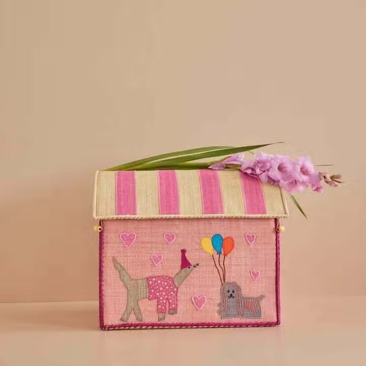 Rice Opbevaringskurv Party Animals Pink Lille