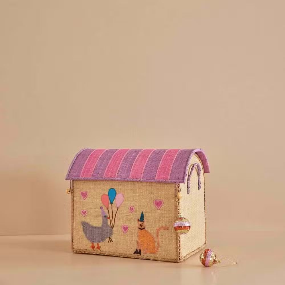 Rice Opbevaringskurv Party Animals Pink Lille
