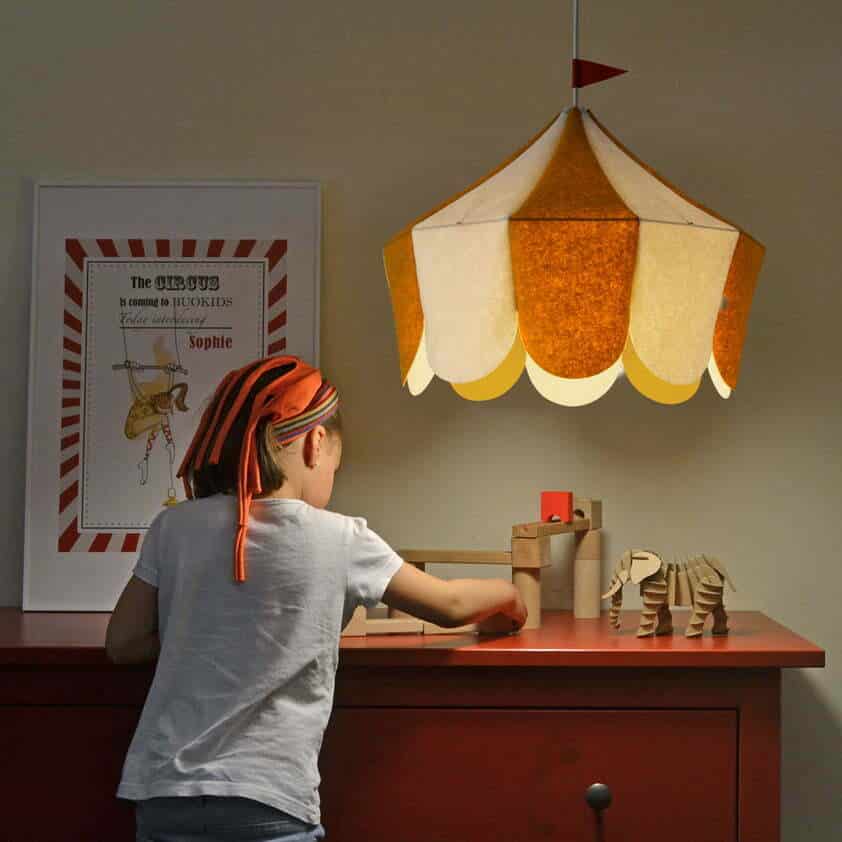 Buokids Cirkus Loftlampe Mustard/Hvid