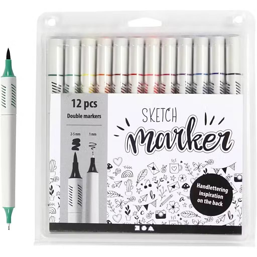 Sketch Marker Tusser Standardfarver 12 Pak