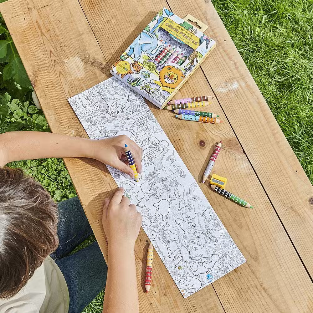 Eeboo Dobbelt Farveblyanter Inkl. Plakat Vilde Dyr