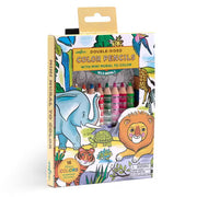 Eeboo Dobbelt Farveblyanter Med Plakat Vilde Dyr