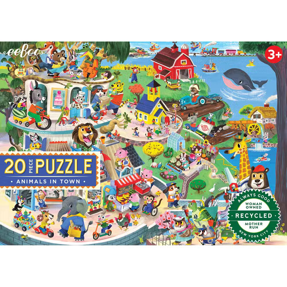 Eeboo Puslespil 20 Brikker Dyr I Byen