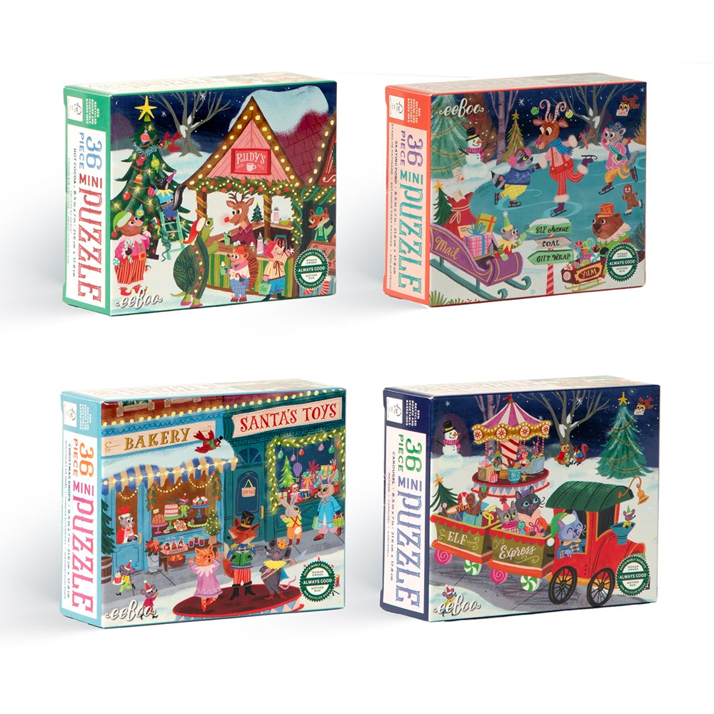 Eeboo Puslespil 36 Brikker Mini Jul Assorteret