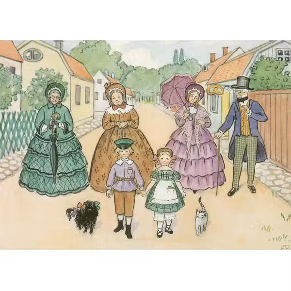 Elsa Beskow Postkort På Spadseretur