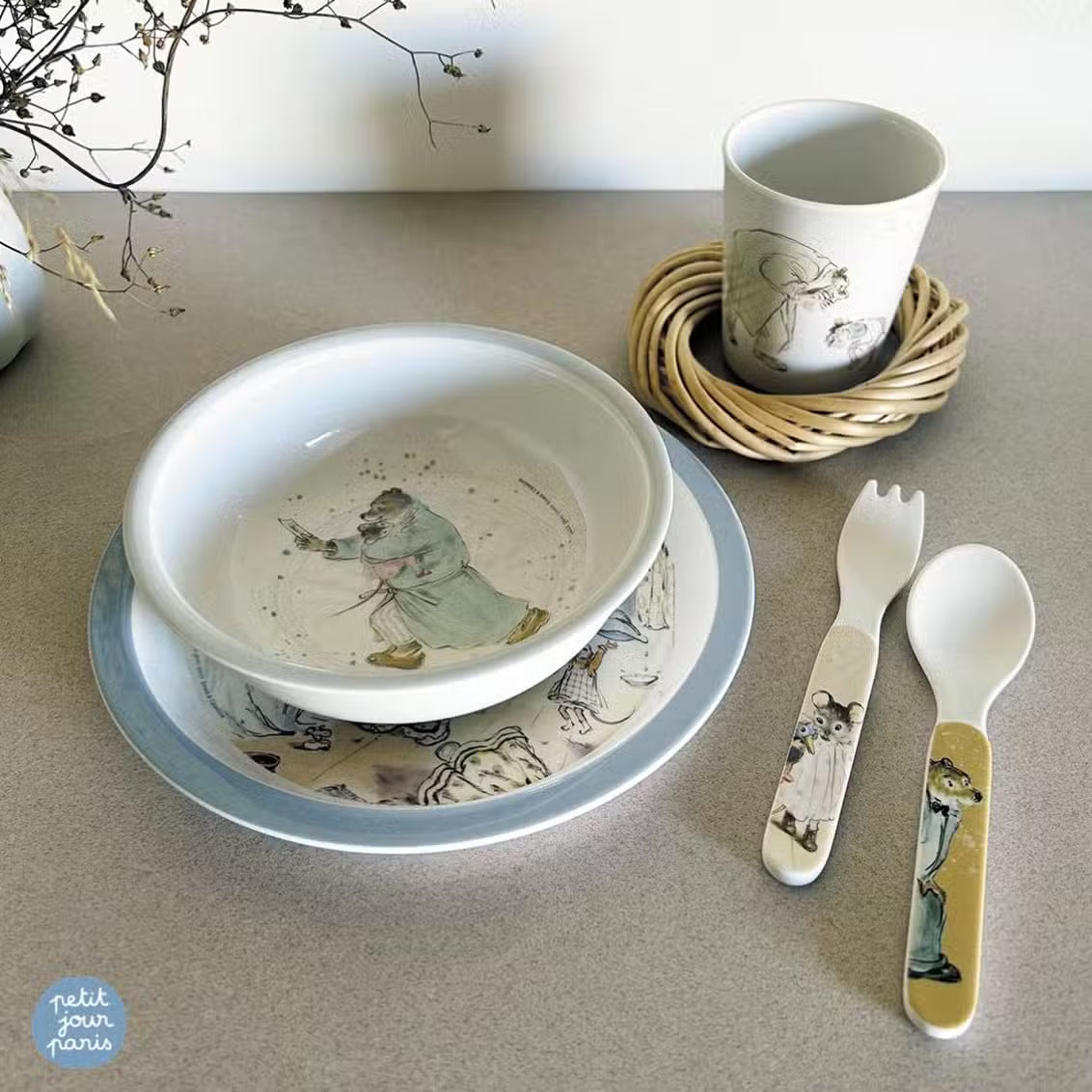 Ernest Og Celestine Spisesæt Blå - 5 Dele