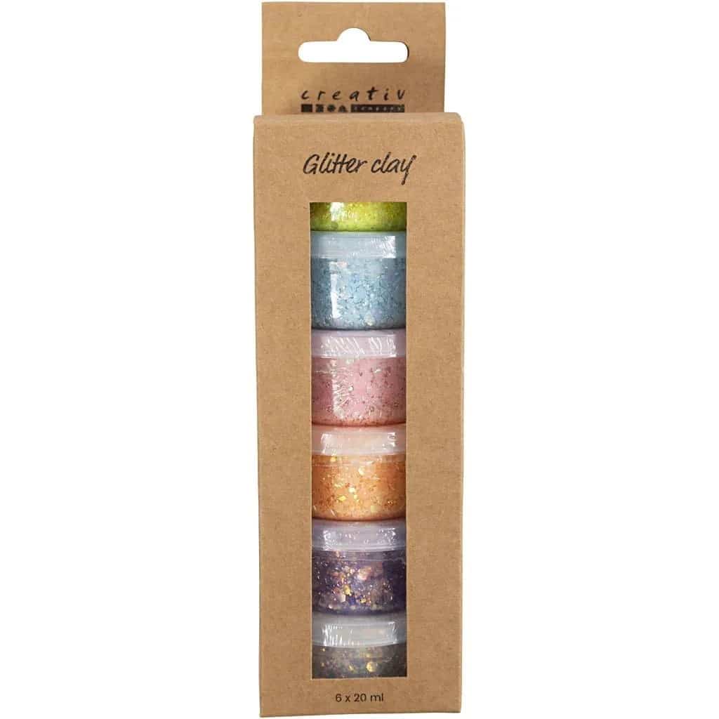 Glitter Clay Pastel Farver - 6 Pak