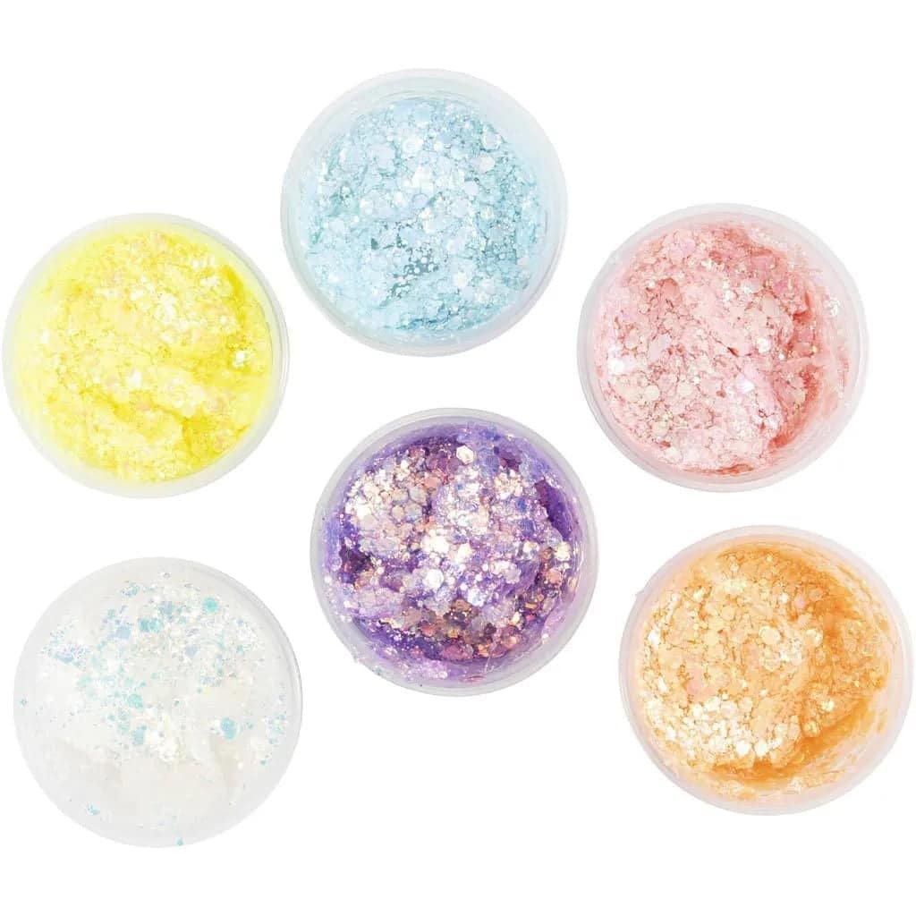 Glitter Clay Pastel Farver - 6 Pak