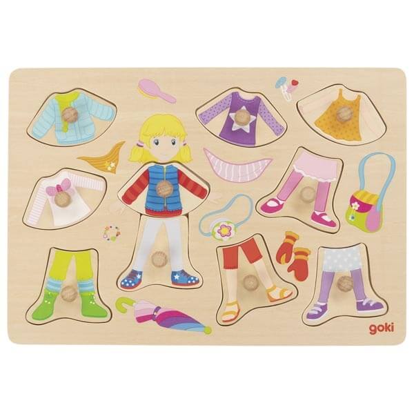 Goki knoppuslespil - påklædningsdukke