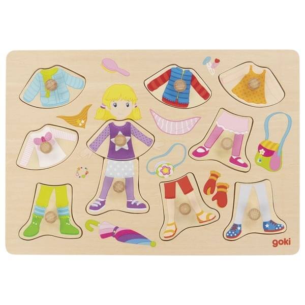 Goki knoppuslespil - påklædningsdukke