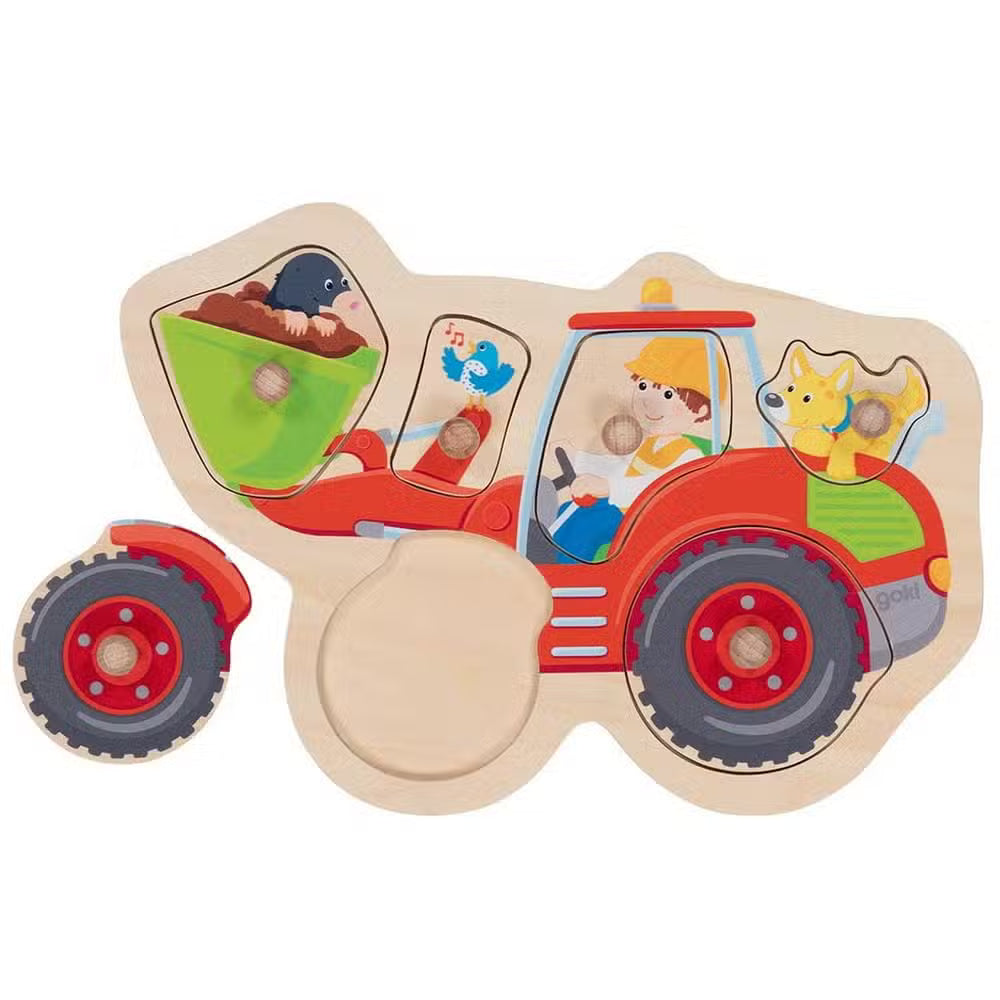 Goki Knoppuslespil Traktor Rød