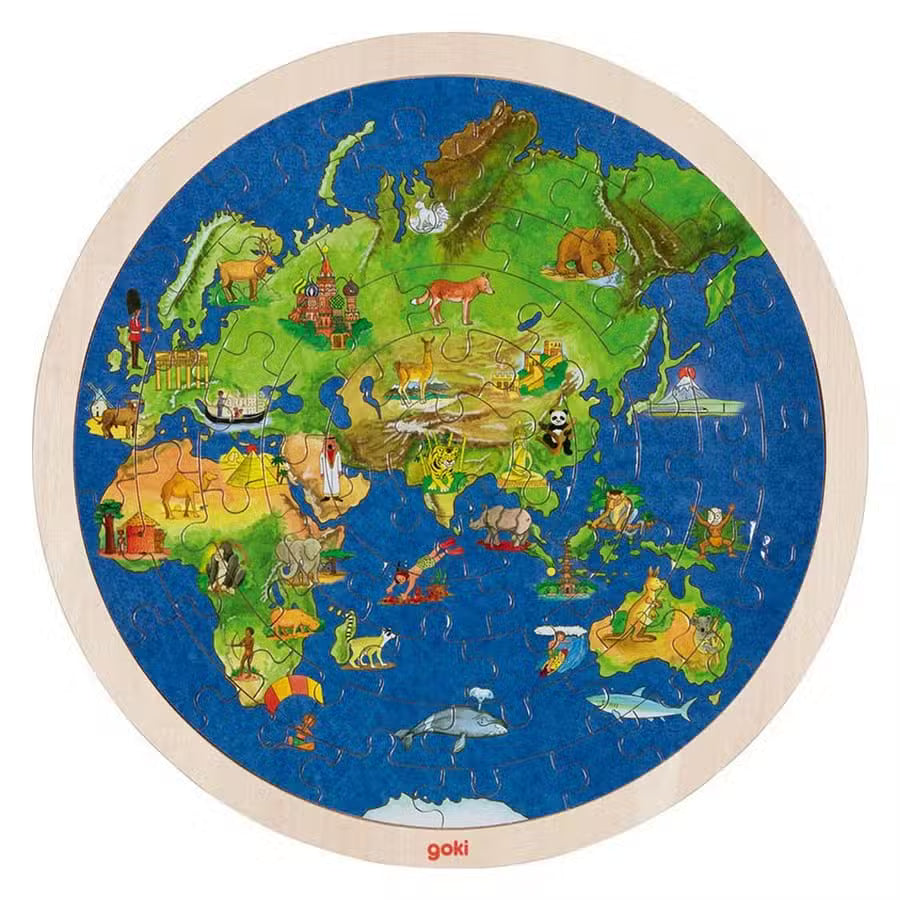 Goki Puslespil Verdenskort Med Dyr