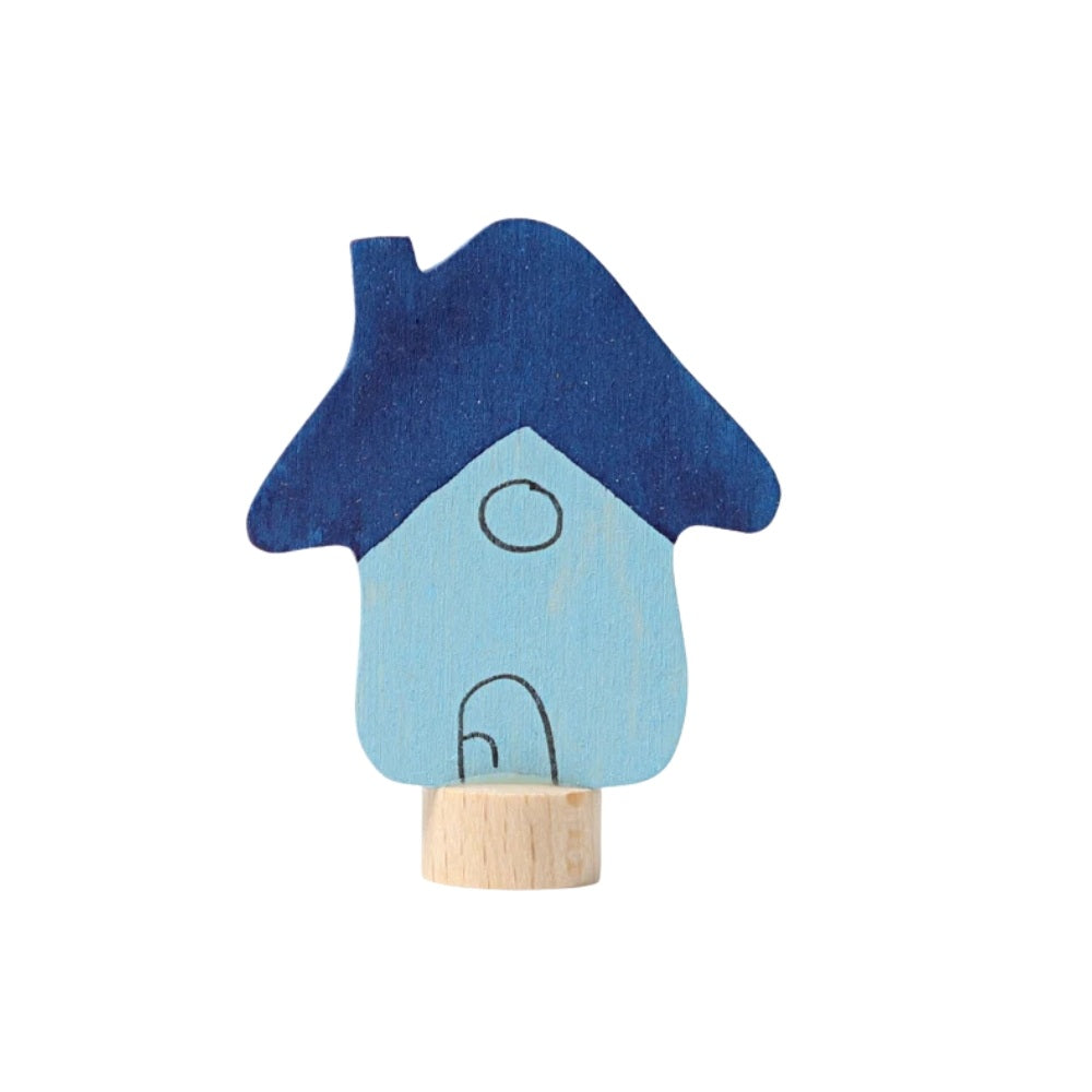 Grimms Træfigur Hus Blå