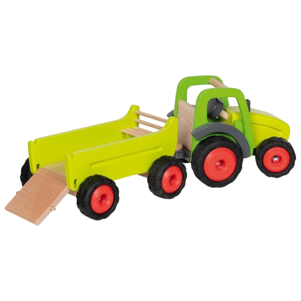 Goki Traktor Med Trailer Træ