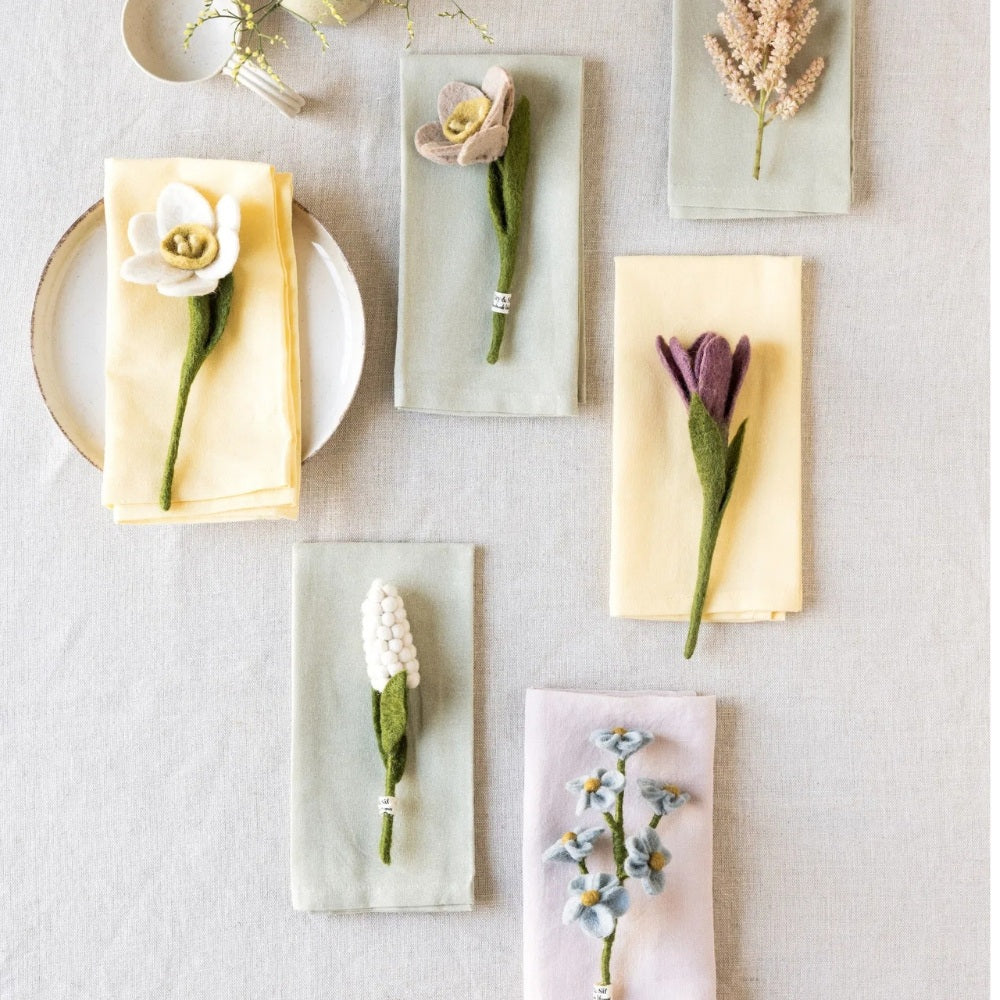 Gry og Sif Filt Blomst Forglemmigej Blå