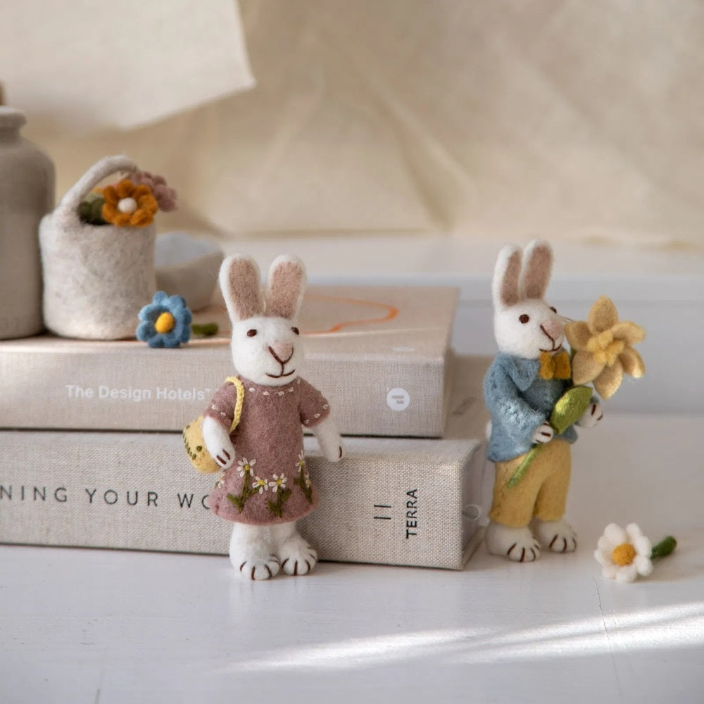 Gry og Sif Filt Kanin Med Gul Taske