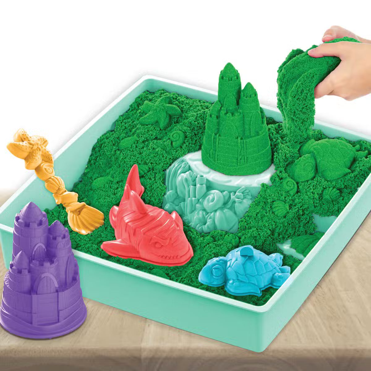 Kinetic Sand Sandsæt Grøn Med Bakke