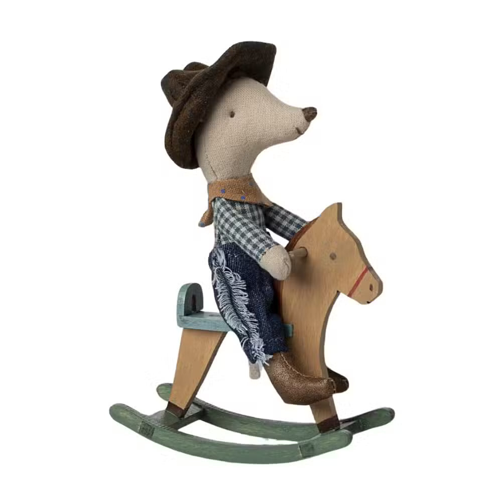 Maileg Cowboymus På Gyngehest