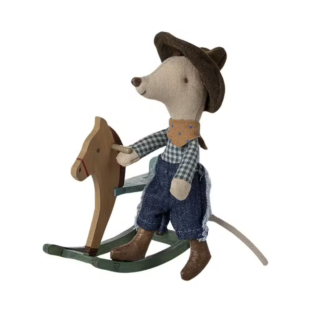 Maileg Cowboymus På Gyngehest