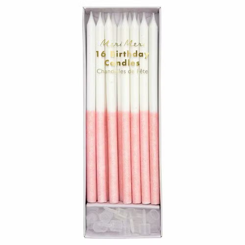 Meri Meri Kagelys Glitter Pale Pink