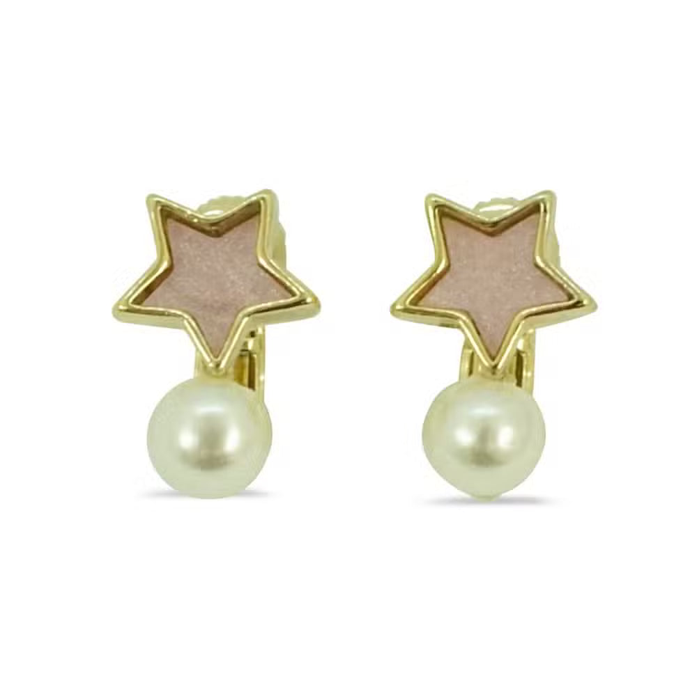 Milk x Soda Clips Øreringe Perle Stjerne Lyserød
