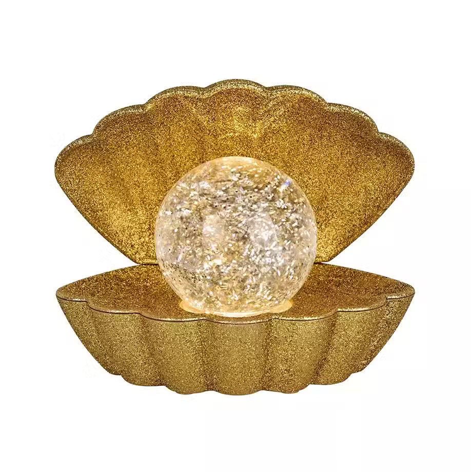 Musling Lampe Guld Med Glimmer