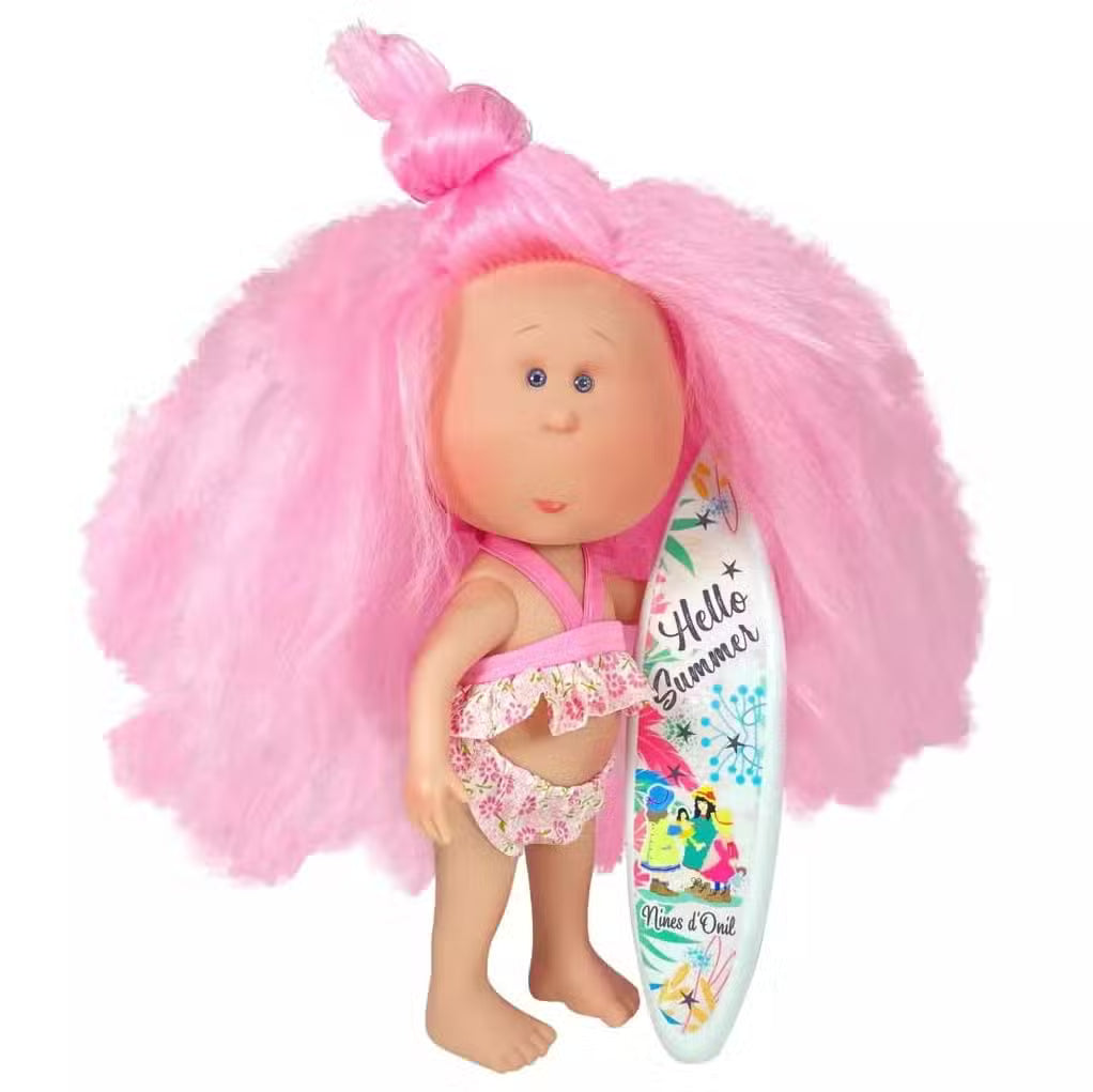 Dukke Surferpige Pink Hår