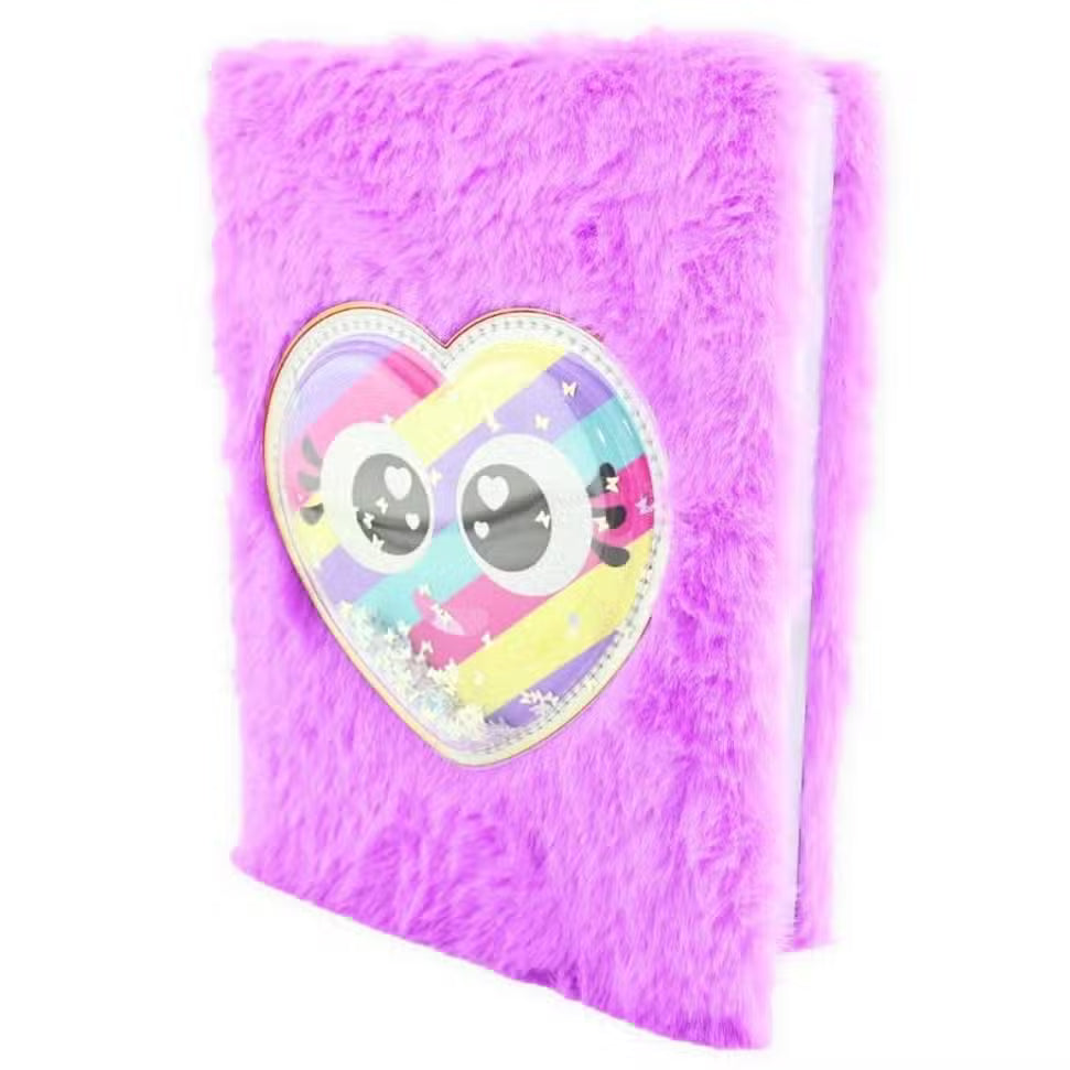 Notesbog Hjerte Lilla Fluffy