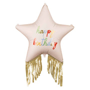 PartyDeco Folie Ballon Stjerne Happy Birthday