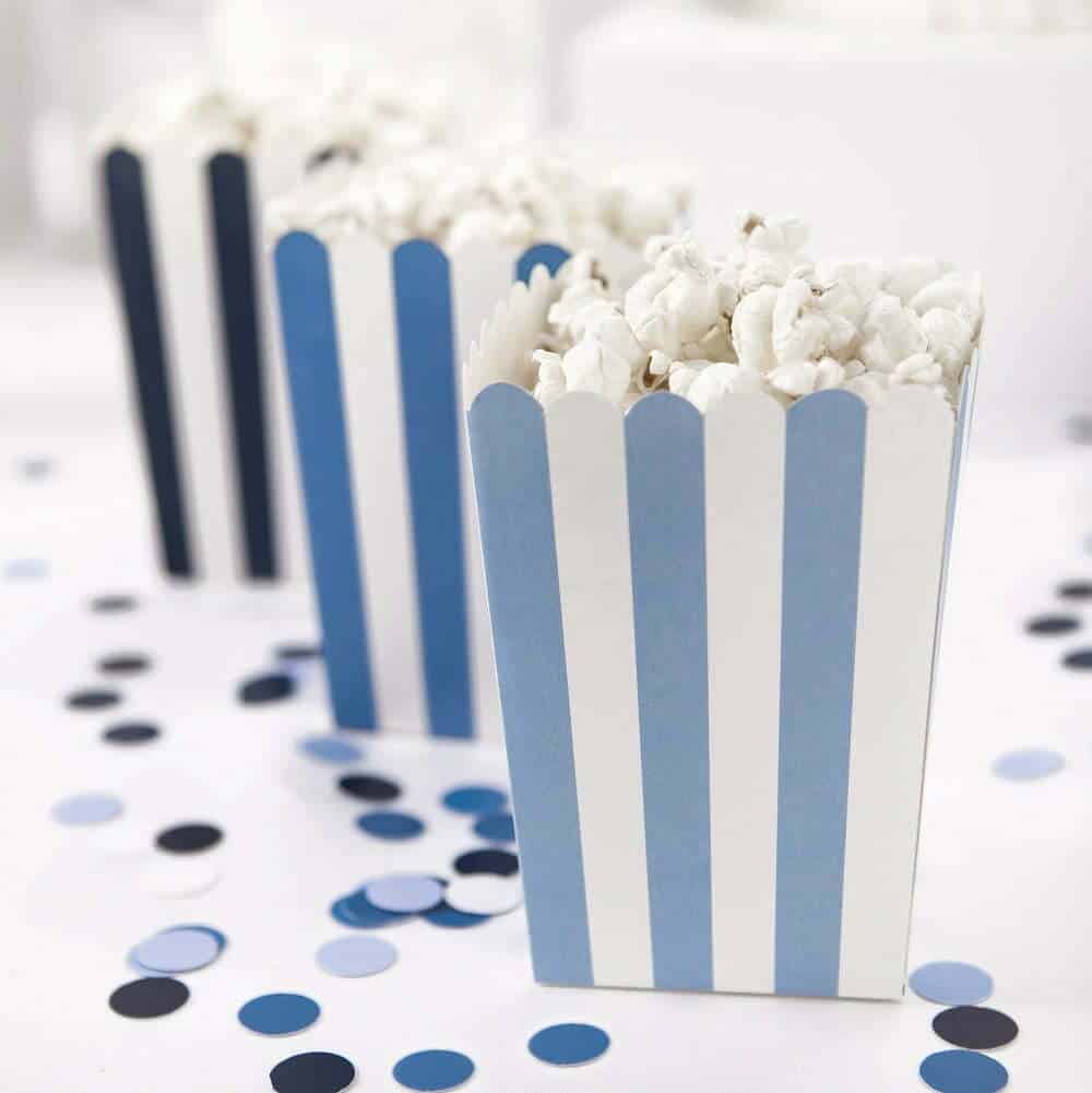 PartyDeco Popcorn Bæger Blå Mix - 6 Pak