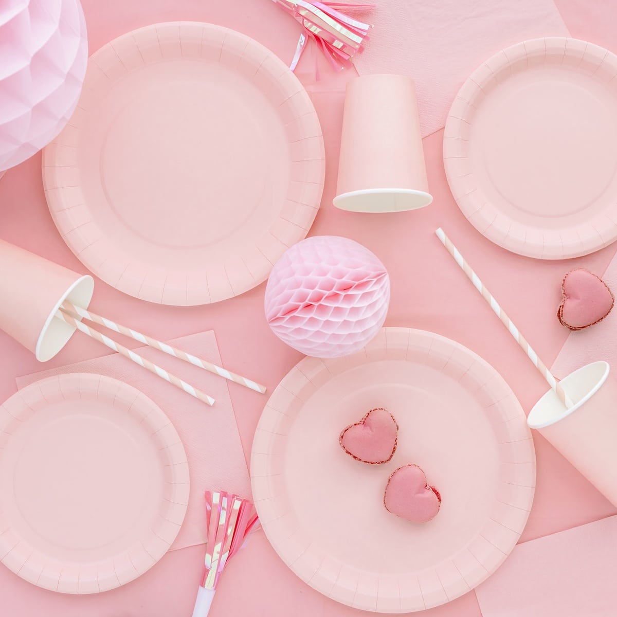 PartyDeco Tallerkener Lyserød 6 Pak