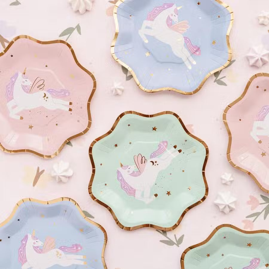 PartyDeco Tallerkener Enhjørning Pastel 6 Pak