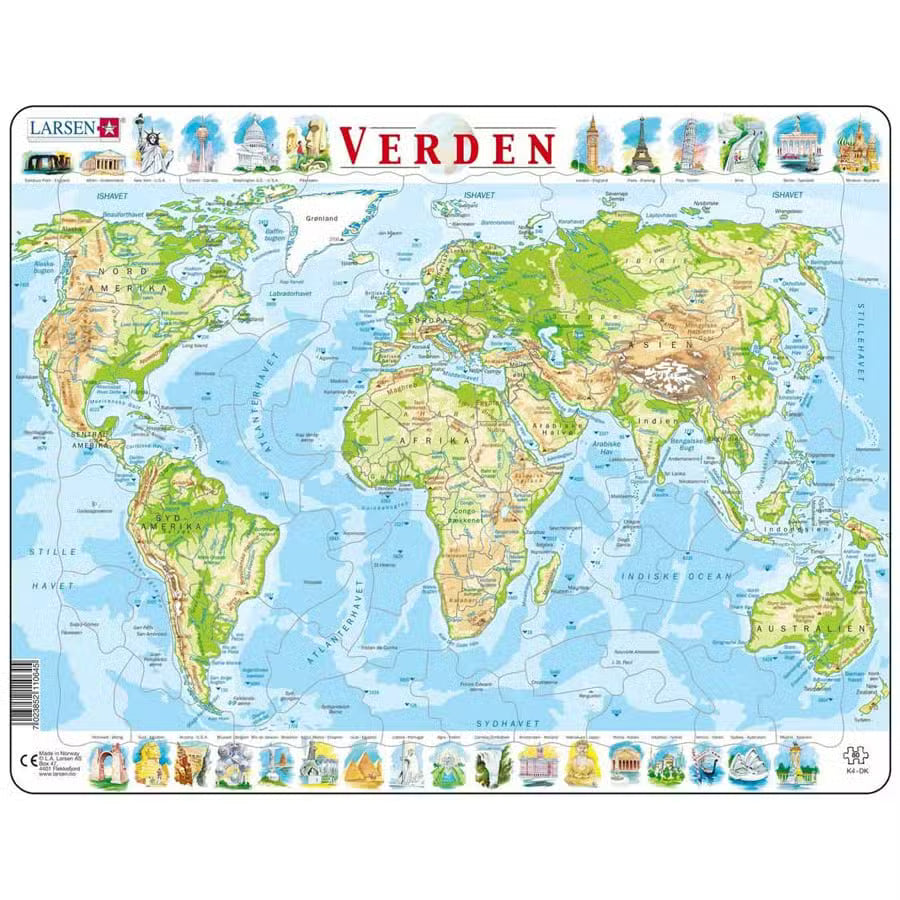 Puslespil Verdenskort 80 Brikker