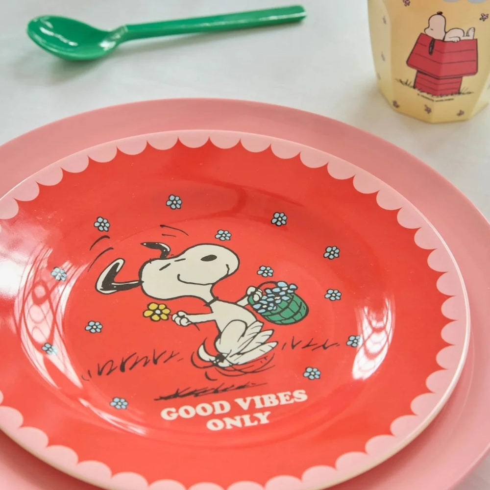 Rice Melamin Tallerken Snoopy Rød