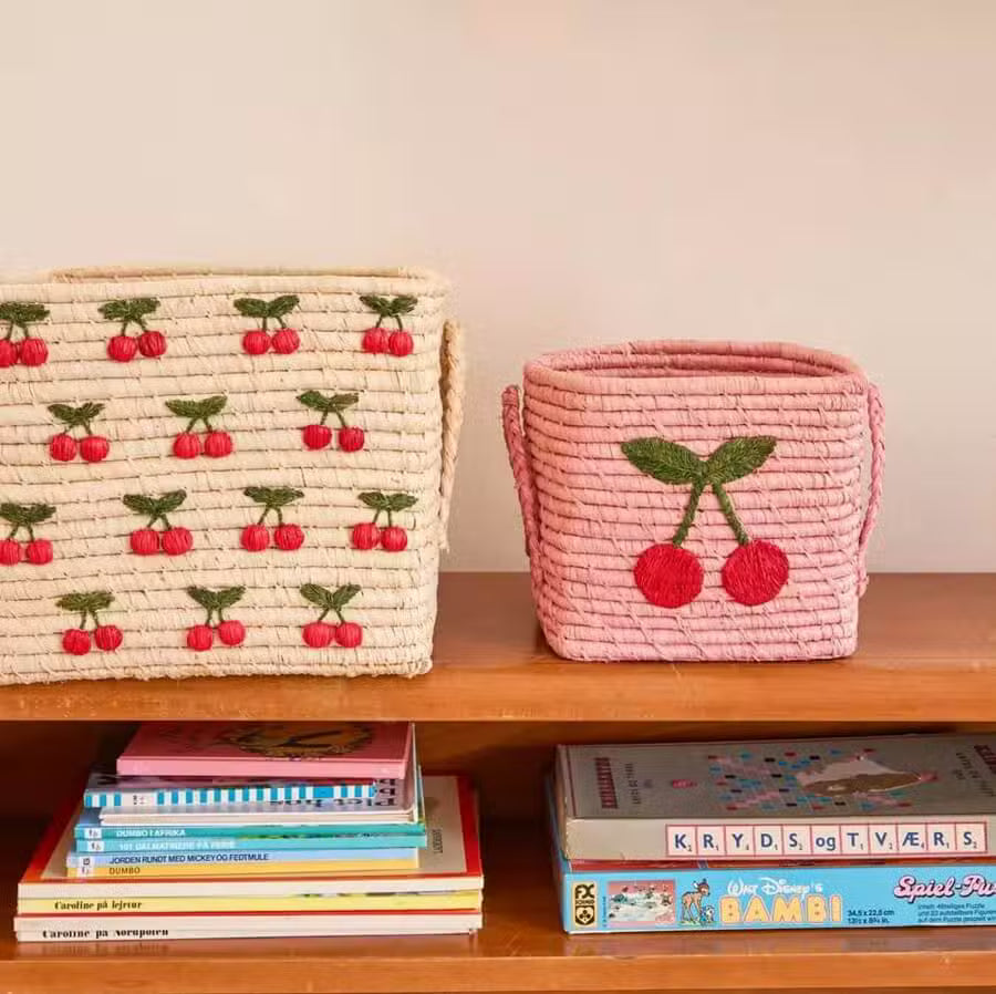 Rice Raffia Kurv Med Kirsebær Lille