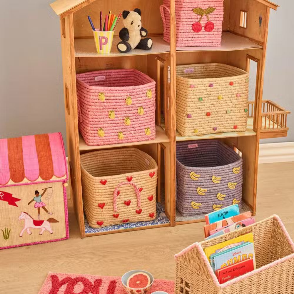 Rice Raffia Kurv Med Prikker