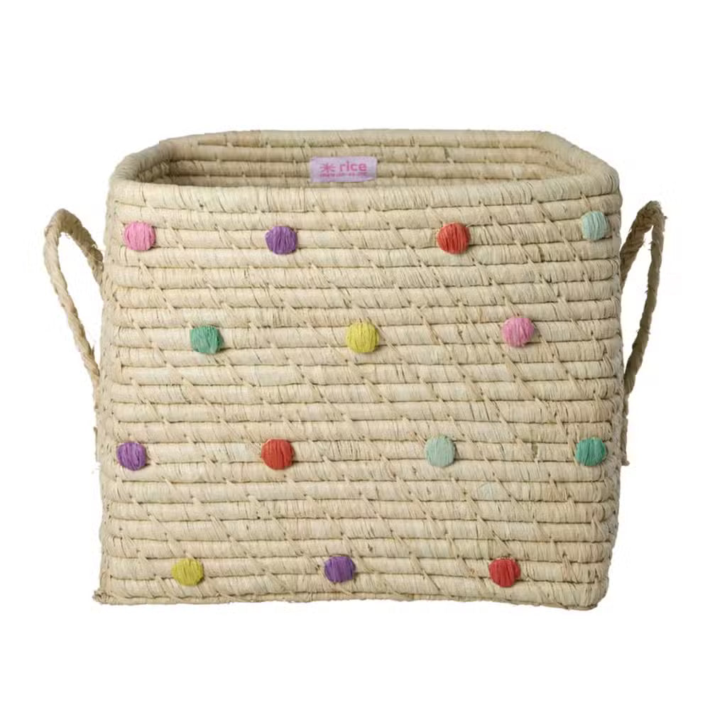Rice Raffia Kurv Med Prikker