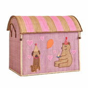 Rice Opbevaringskurv Party Animals Pink Stor