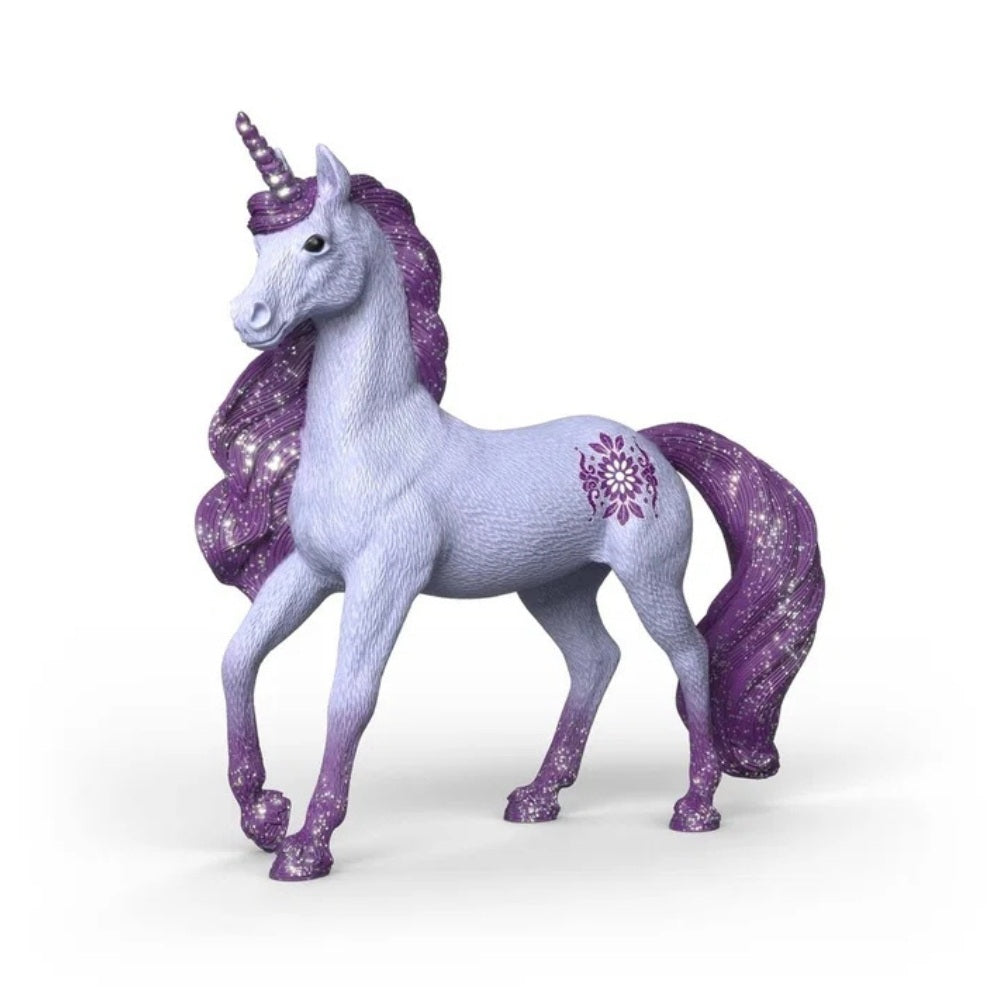 Schleich Bayala Enhjørning Lilla Hingst med glitrende manke og kunstnerisk tatovering.