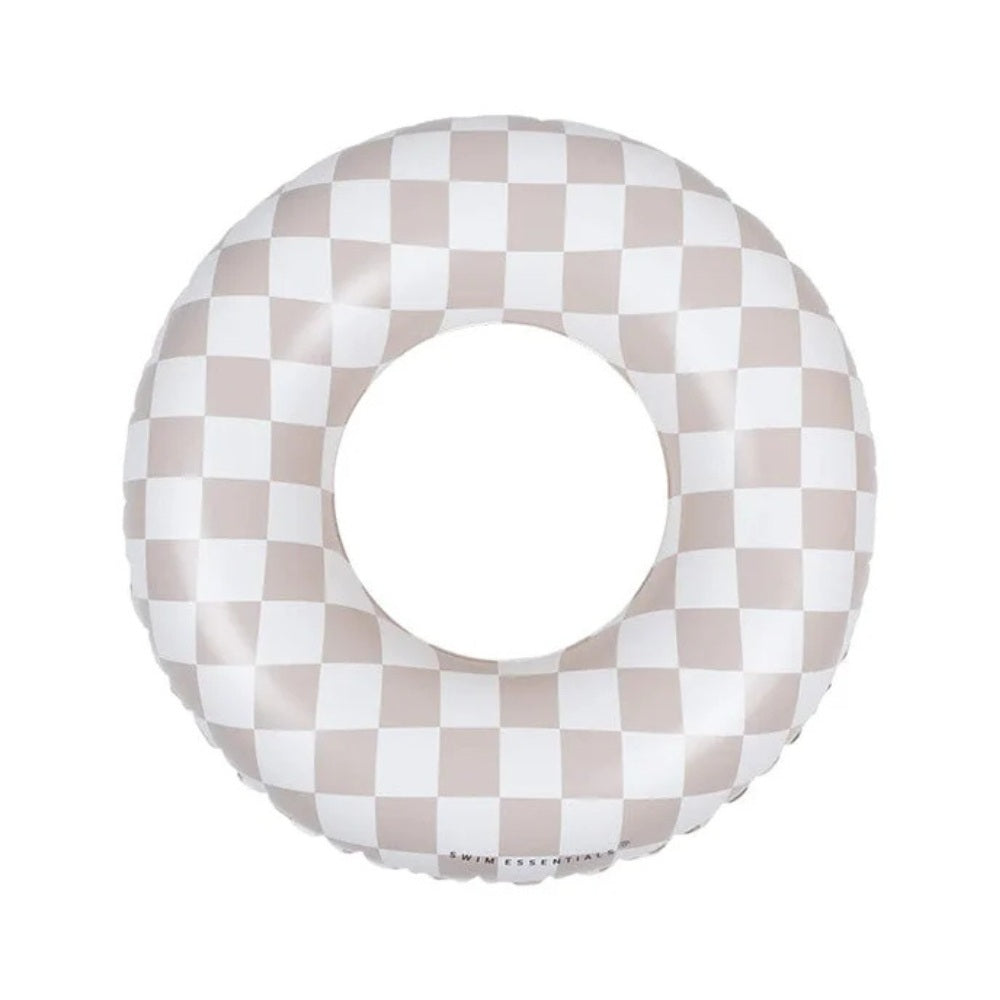 Swim Essential Badering Beige Check, en ternet badering i beige farver, perfekt til pool eller strand.