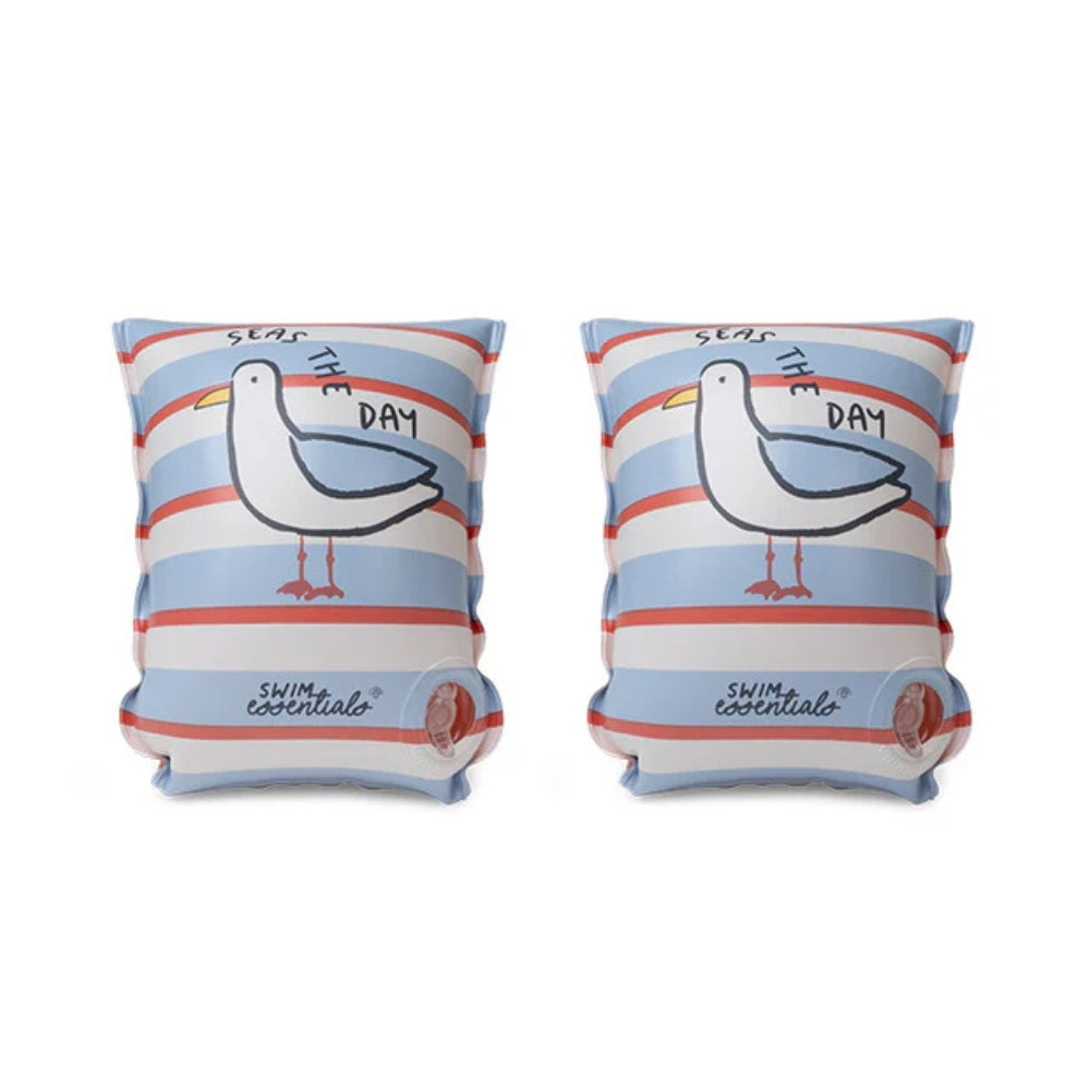 Swim Essentials Badevinger Seas The Day 0-2 År, farverige badevinger med søde måger til små børn.