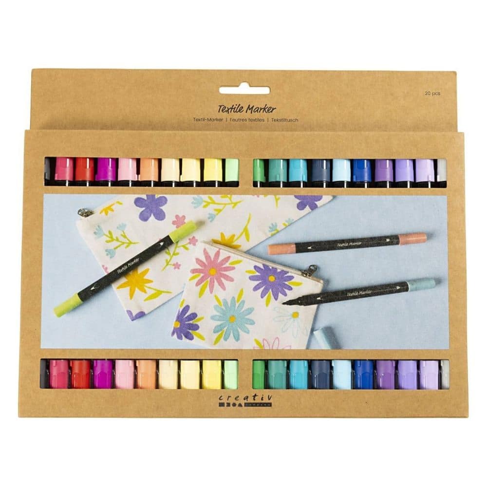 Tekstiltusser Basisfarver Lys - 20 Pak