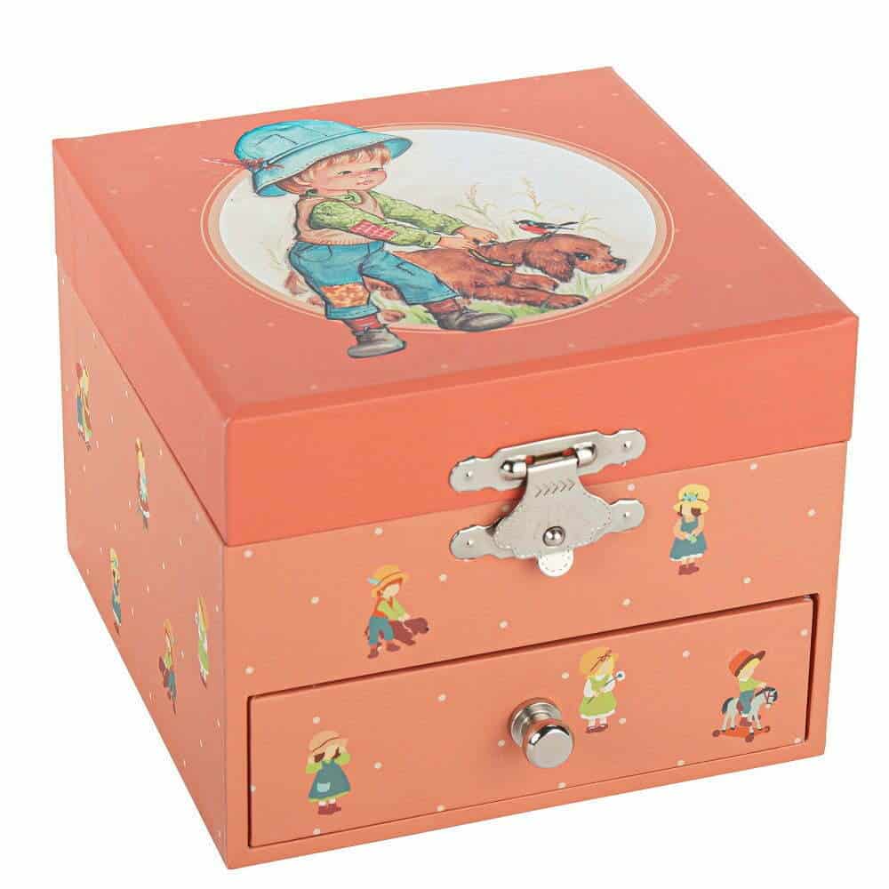 Trousselier Smykkeskrin Med Musik Retro Orange