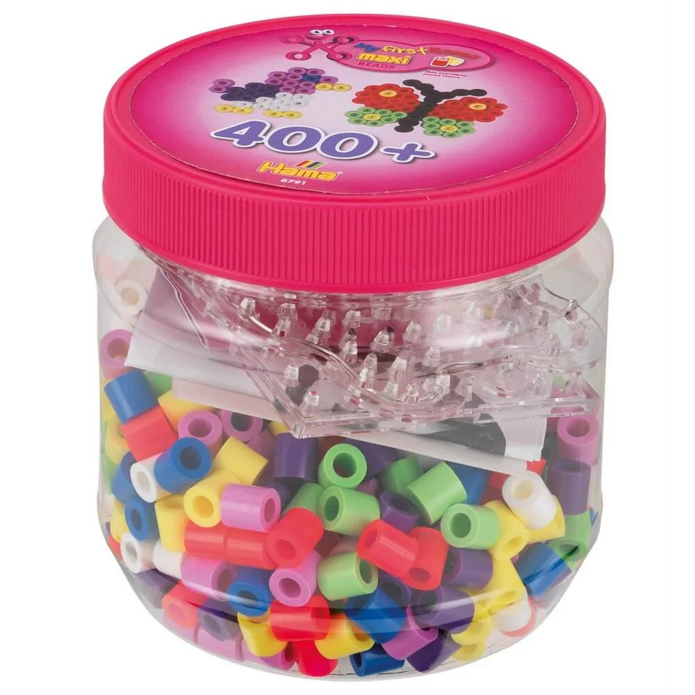 Hama maxi perler 400 stk - pink dåse