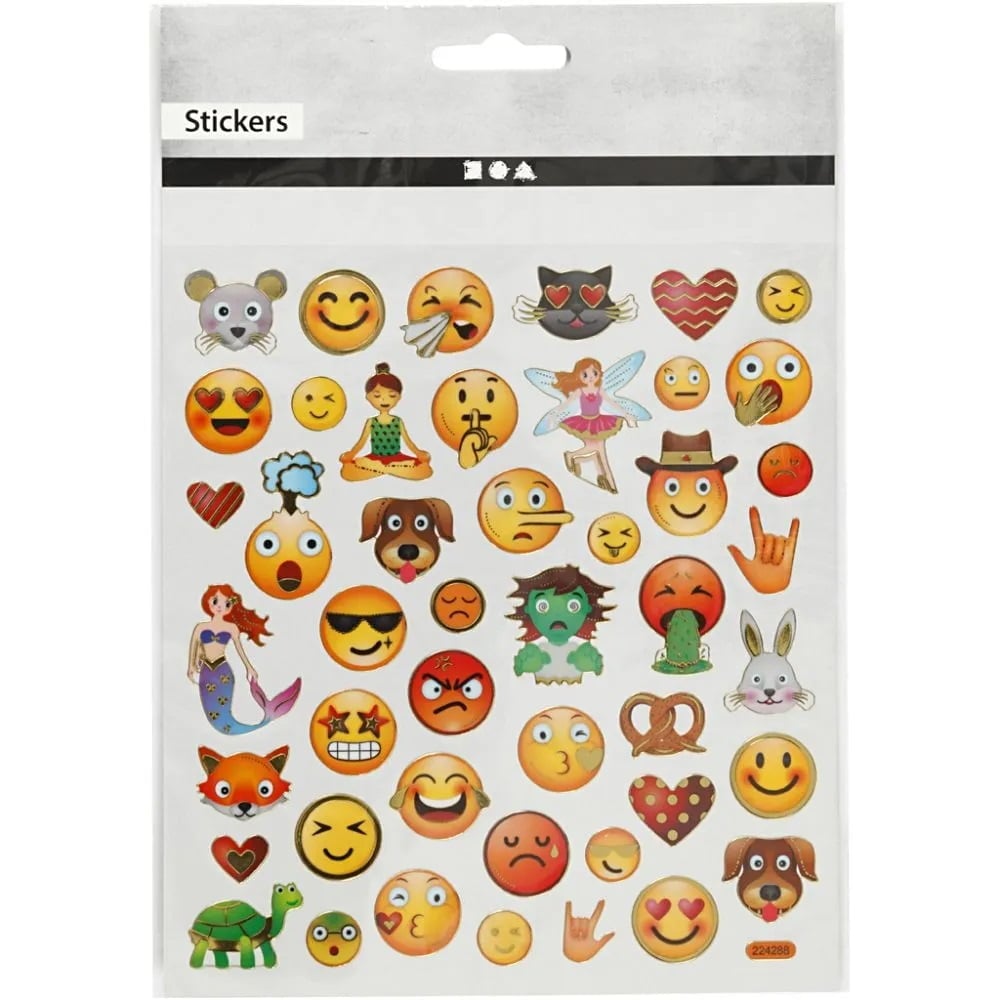 Klistermærker Emoji - 1 Ark