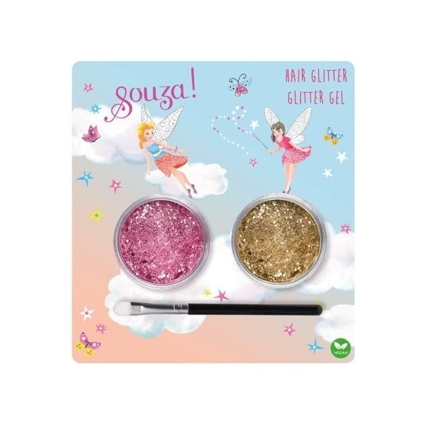 Souza Hår Glitter Pink Og Guld