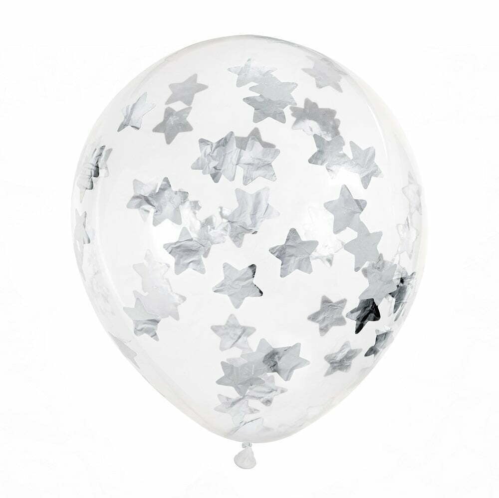 PartyDeco Balloner Confetti Sølv - 6 Pak