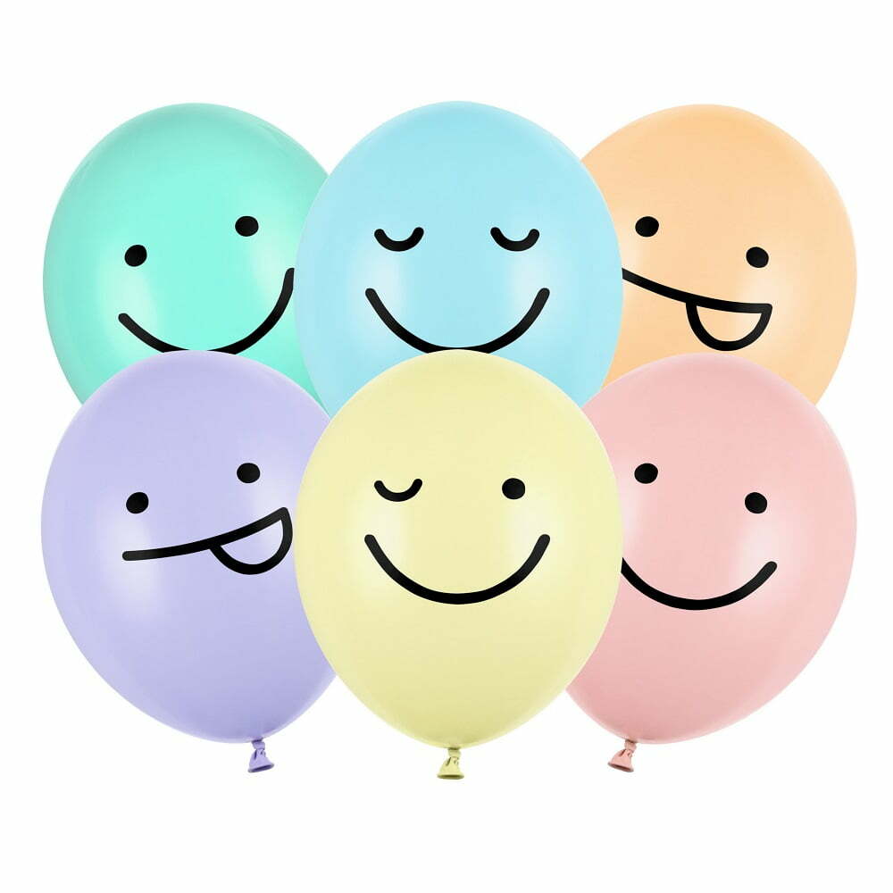 PartyDeco Balloner Smiley Pastel - 6 Pak